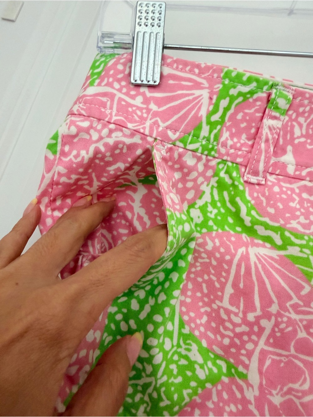 Lilly Pulitzer Pink & Lime Floral Print Cotton Blend Walsh Shorts - Picture 2 of 5